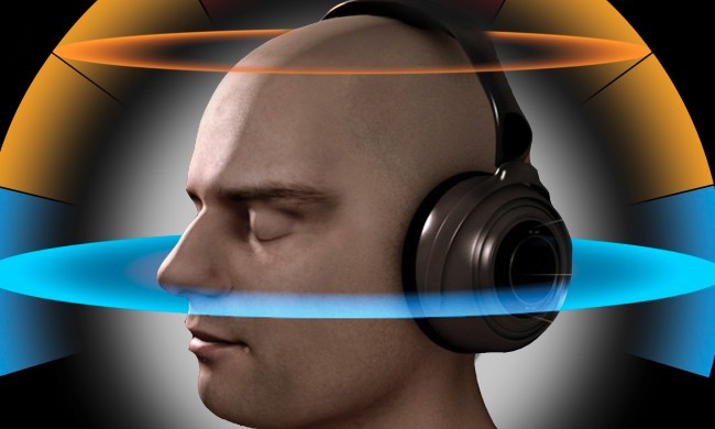 A diagram of headphone-based spatial audio.